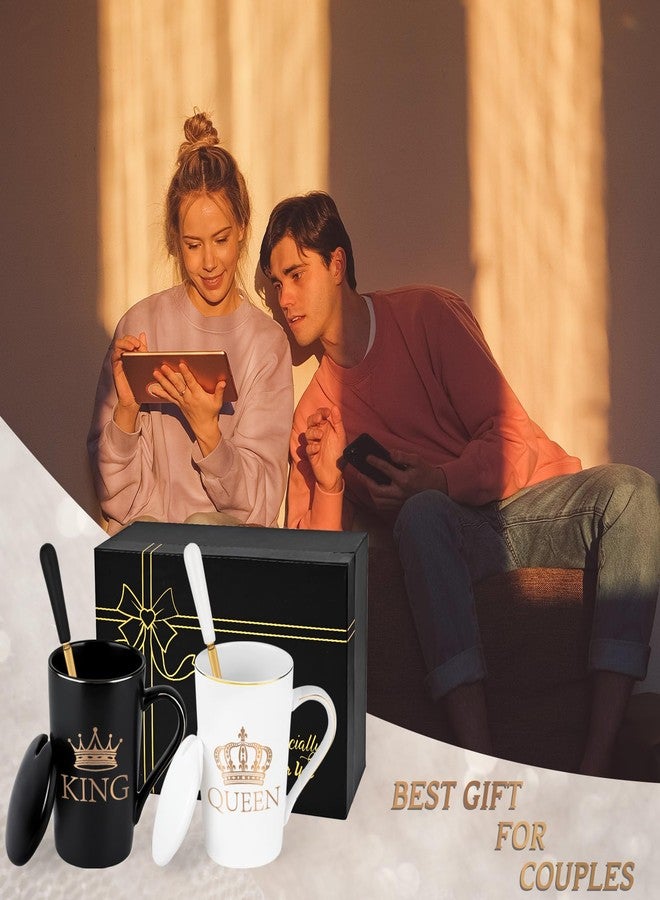 Cabtnca King and Queen Mug Set, Couples His and Hers Gifts for Christmas, Funny Coffee Mug Set for Couples, Wedding Engagement Newlyweds Gifts for Husband and Wife, 14 Oz with Gift Box - Image 3